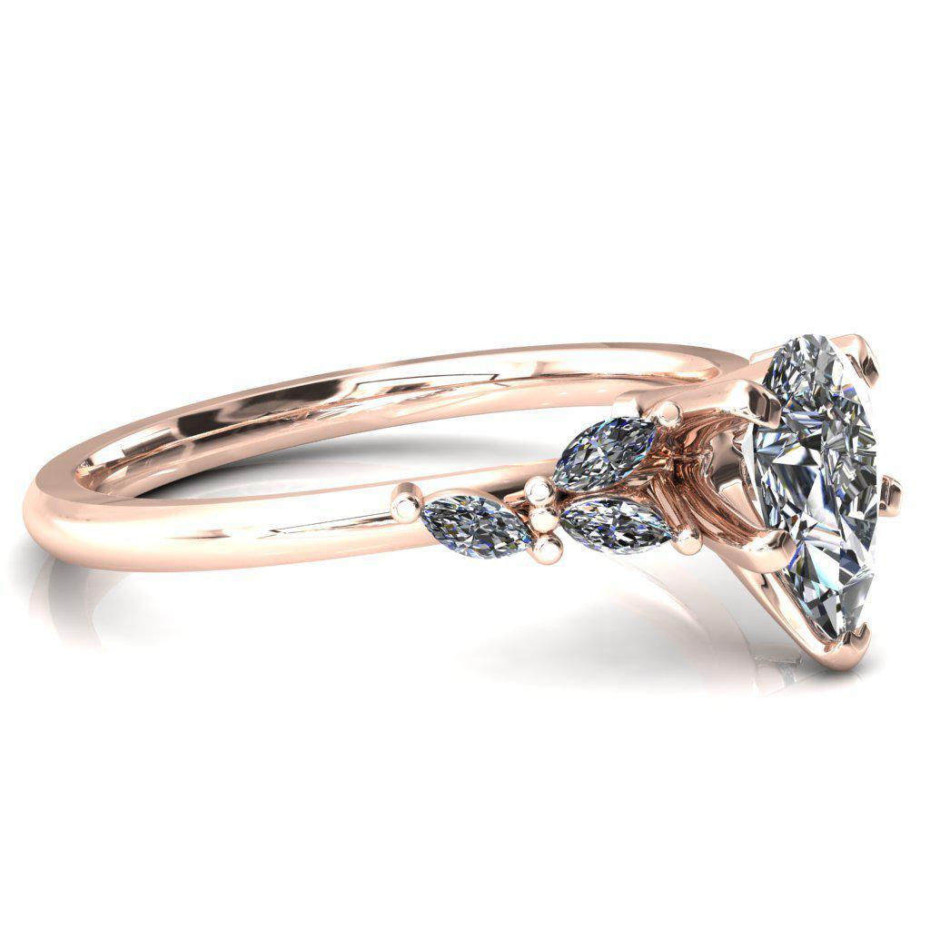 Sigrid Pear Moissanite 4 Prong Marquise Diamond Side Ring-FIRE & BRILLIANCE