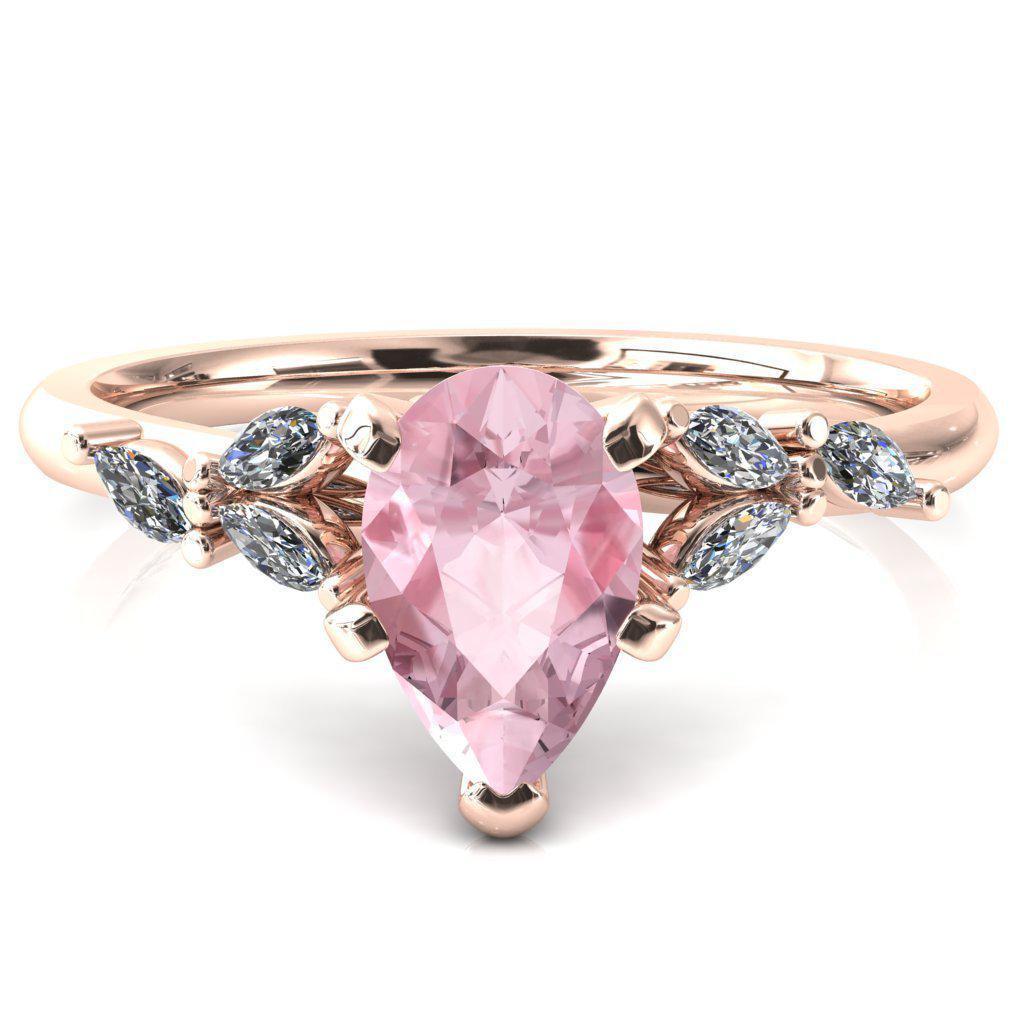 Sigrid Pear Pink Sapphire 4 Prong Marquise Diamond Side Ring-FIRE & BRILLIANCE