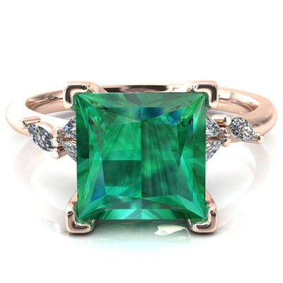 Sigrid Princess Emerald 4 Prong Marquise Diamond Side Ring-FIRE & BRILLIANCE