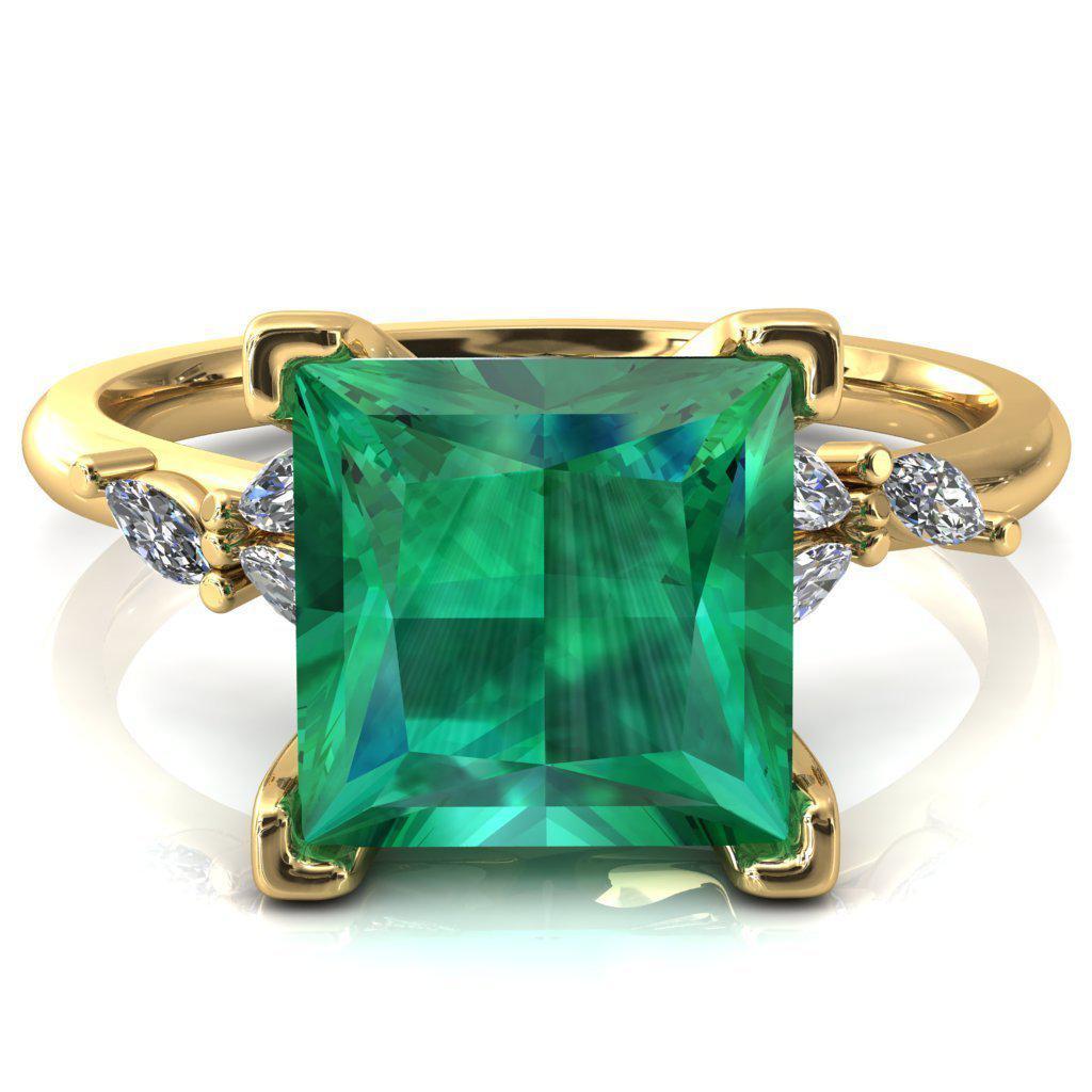 Sigrid Princess Emerald 4 Prong Marquise Diamond Side Ring-FIRE & BRILLIANCE