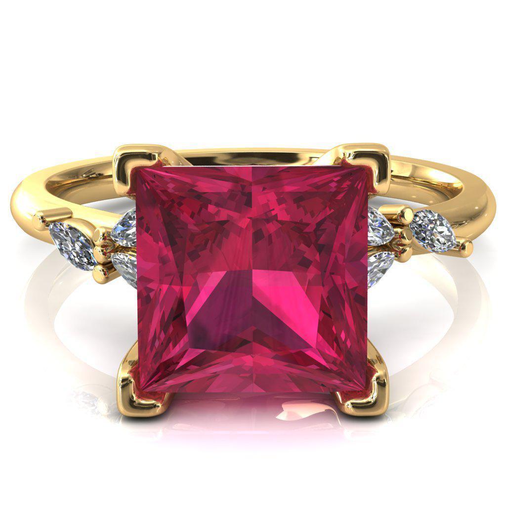 Sigrid Princess Ruby 4 Prong Marquise Diamond Side Ring-FIRE & BRILLIANCE