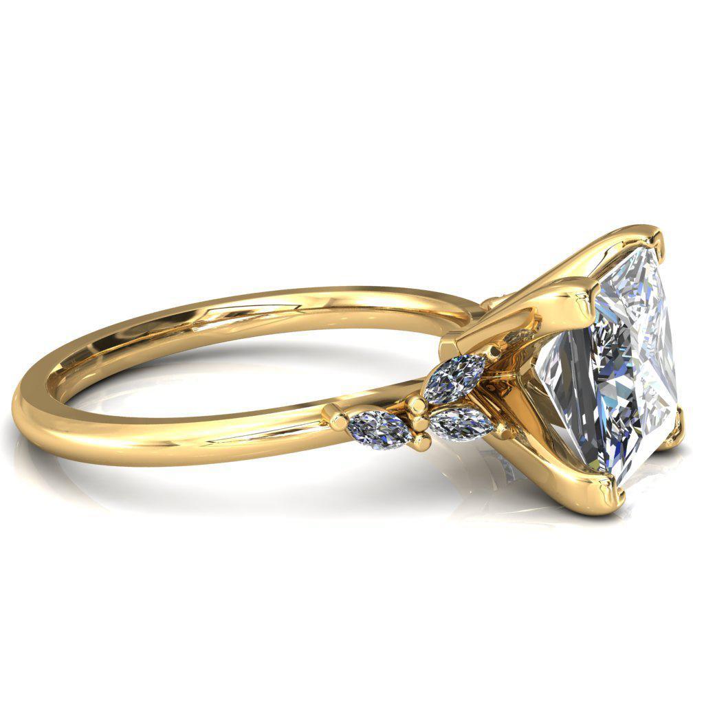 Sigrid Princess/ Square Moissanite 4 Prong Marquise Diamond Side Ring-FIRE & BRILLIANCE