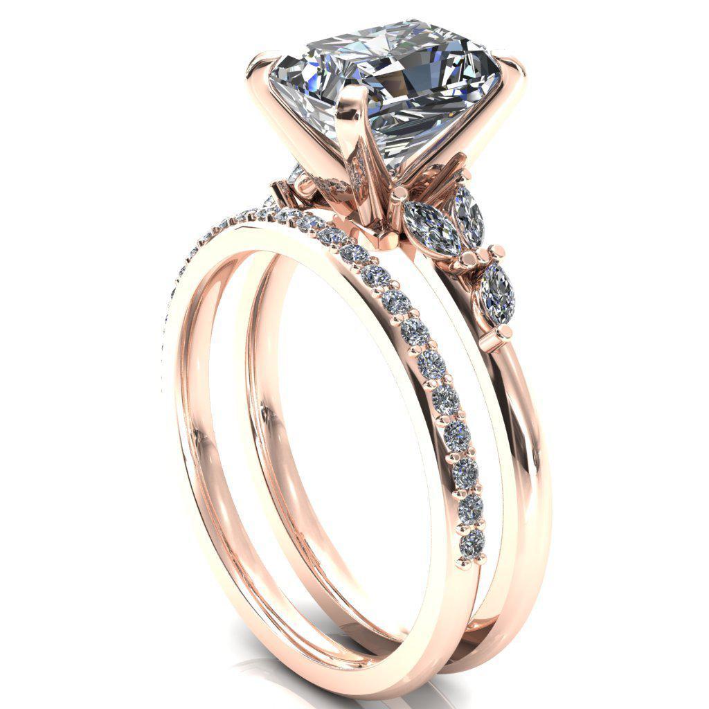Sigrid Radiant Moissanite 4 Prong Marquise Diamond Side Ring-FIRE & BRILLIANCE