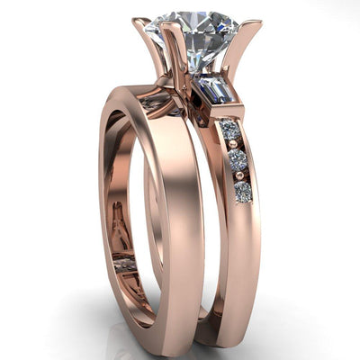 Simone Round Moissanite 4 Prong Diamond Side Ring-Custom-Made Jewelry-Fire & Brilliance ®