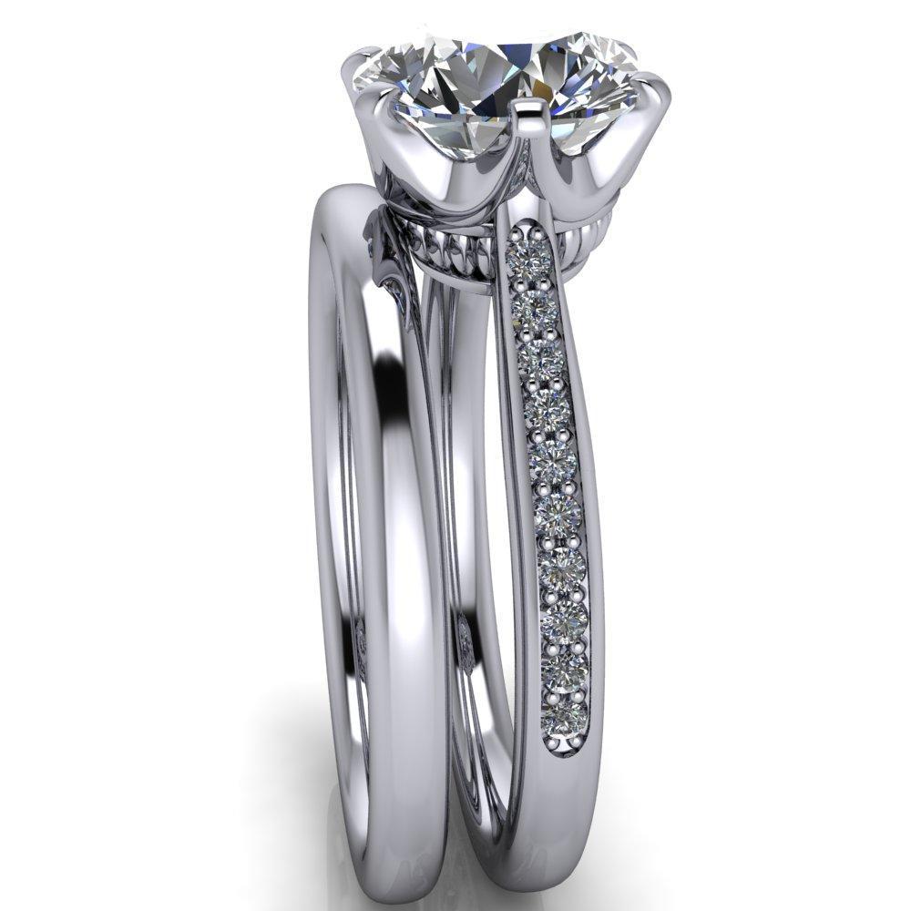 Sinclaire Round Moissanite 6 Prong Diamond Channel Ring-Custom-Made Jewelry-Fire & Brilliance ®