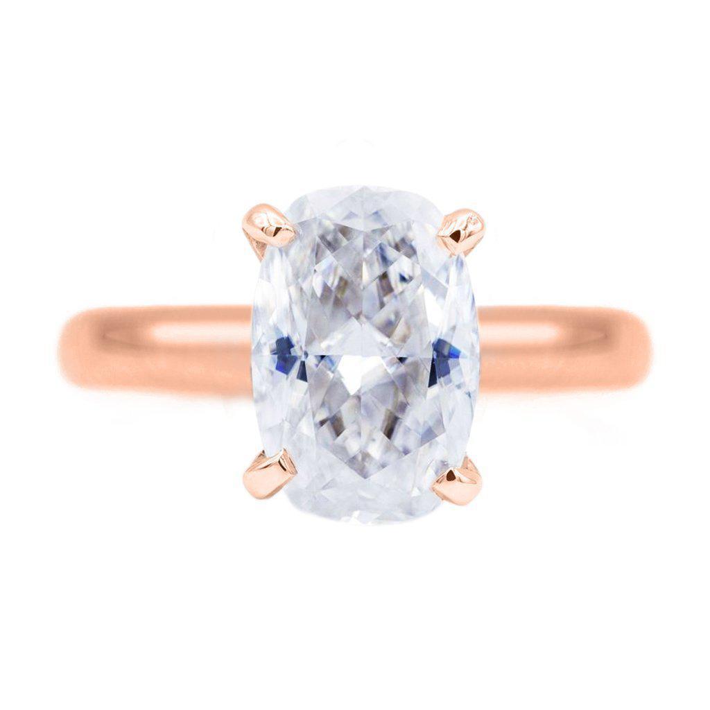 Skinny Cushion First Crush FAB Moissanite 4 Prongs FANCY Solitaire Ring-Solitaire Ring-Fire & Brilliance ®