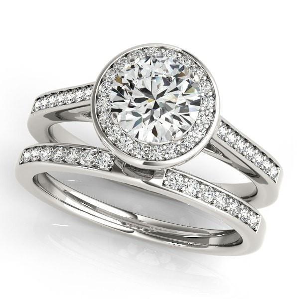 Skye Round Moissanite Channel Shank Halo Engagement Ring-Custom-Made Jewelry-Fire & Brilliance ®