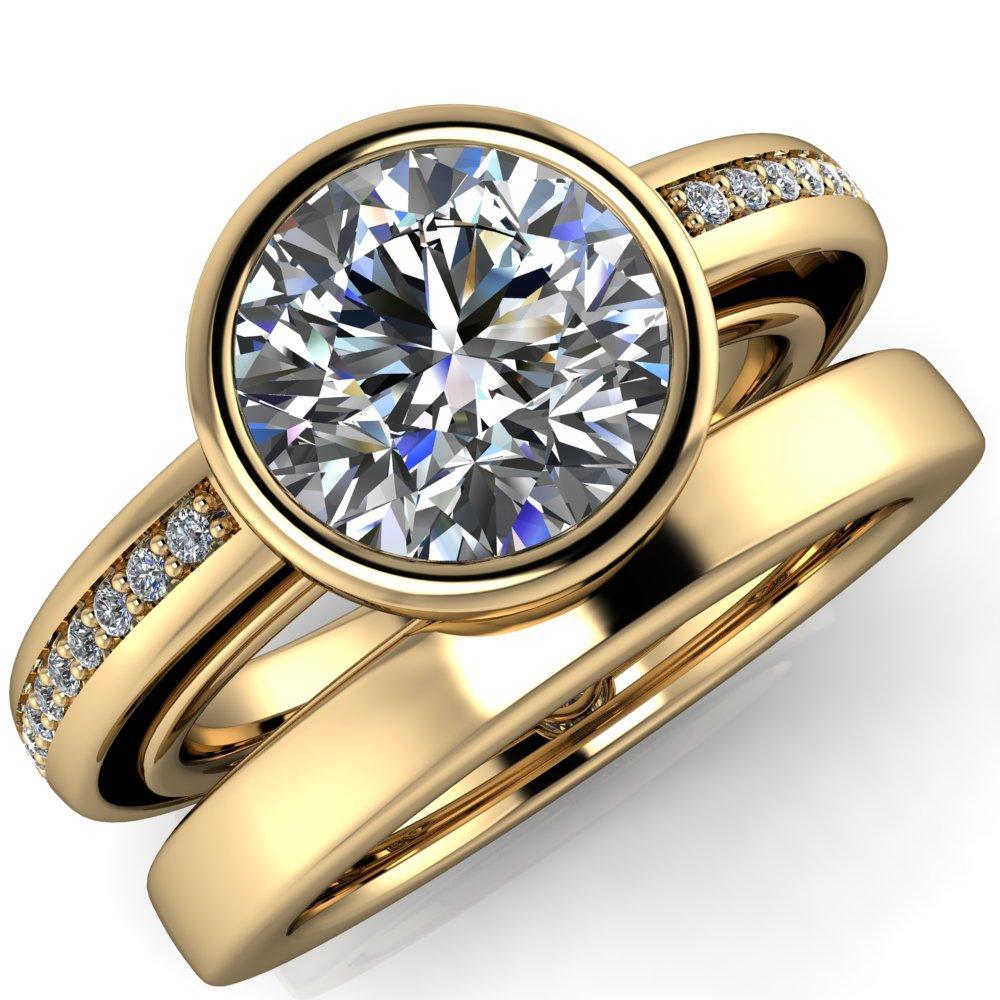 1.0 ct. Round Grey Moissanite Engagement Ring, Gray Moissanite Bridal Ring,  Solid Gold 14k/18k Wedding Ring, Light Gray Grey Moissanite