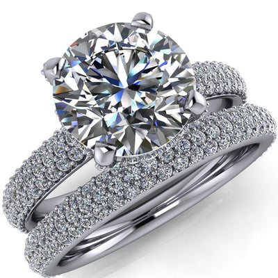 Sloane Round Moissanite Diamond Channel 4 Prong Ring-Custom-Made Jewelry-Fire & Brilliance ®