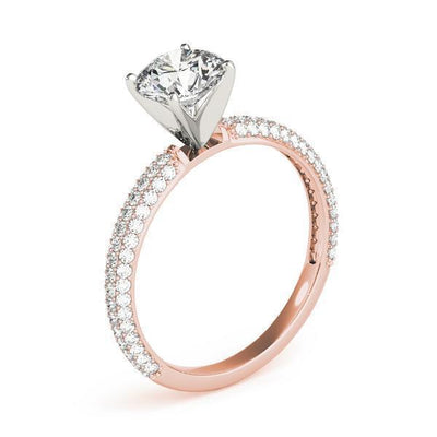 Soleil Round Moissanite Half Eternity Two-Tone 4 Prong Ring-Custom-Made Jewelry-Fire & Brilliance ®