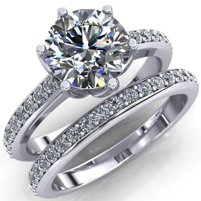 Solstice Round Moissanite 6-Prong Solstice High Shoulder Diamond Solitaire Ring-Custom-Made Jewelry-Fire & Brilliance ®