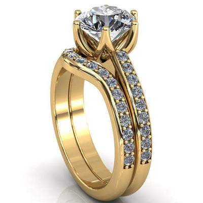 Solstice Round Moissanite 6-Prong Solstice High Shoulder Diamond Solitaire Ring-Custom-Made Jewelry-Fire & Brilliance ®