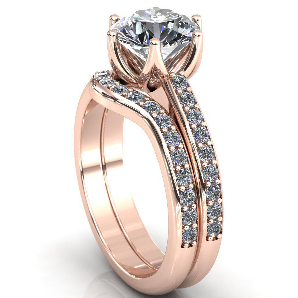 Solstice Round Moissanite 6-Prong Solstice High Shoulder Diamond Solitaire Ring-Custom-Made Jewelry-Fire & Brilliance ®