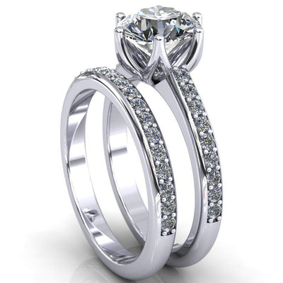 Solstice Round Moissanite 6-Prong Solstice High Shoulder Diamond Solitaire Ring-Custom-Made Jewelry-Fire & Brilliance ®