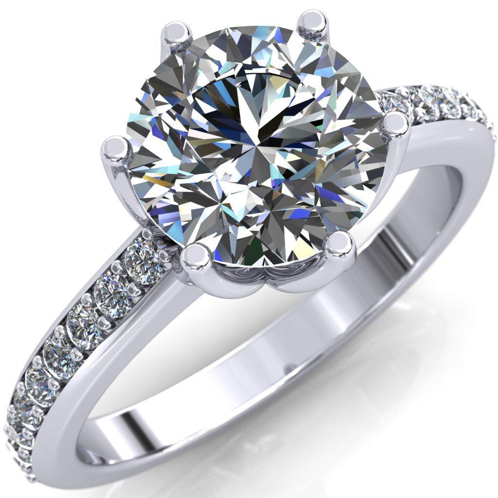 Solstice Round Moissanite 6-Prong Solstice High Shoulder Diamond Solitaire Ring-Custom-Made Jewelry-Fire & Brilliance ®