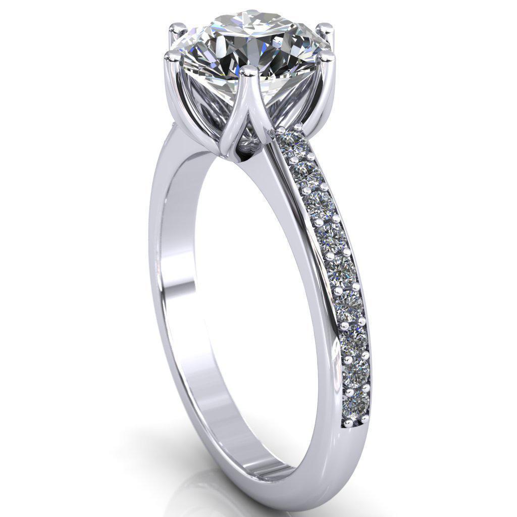 Solstice Round Moissanite 6-Prong Solstice High Shoulder Diamond Solitaire Ring-Custom-Made Jewelry-Fire & Brilliance ®