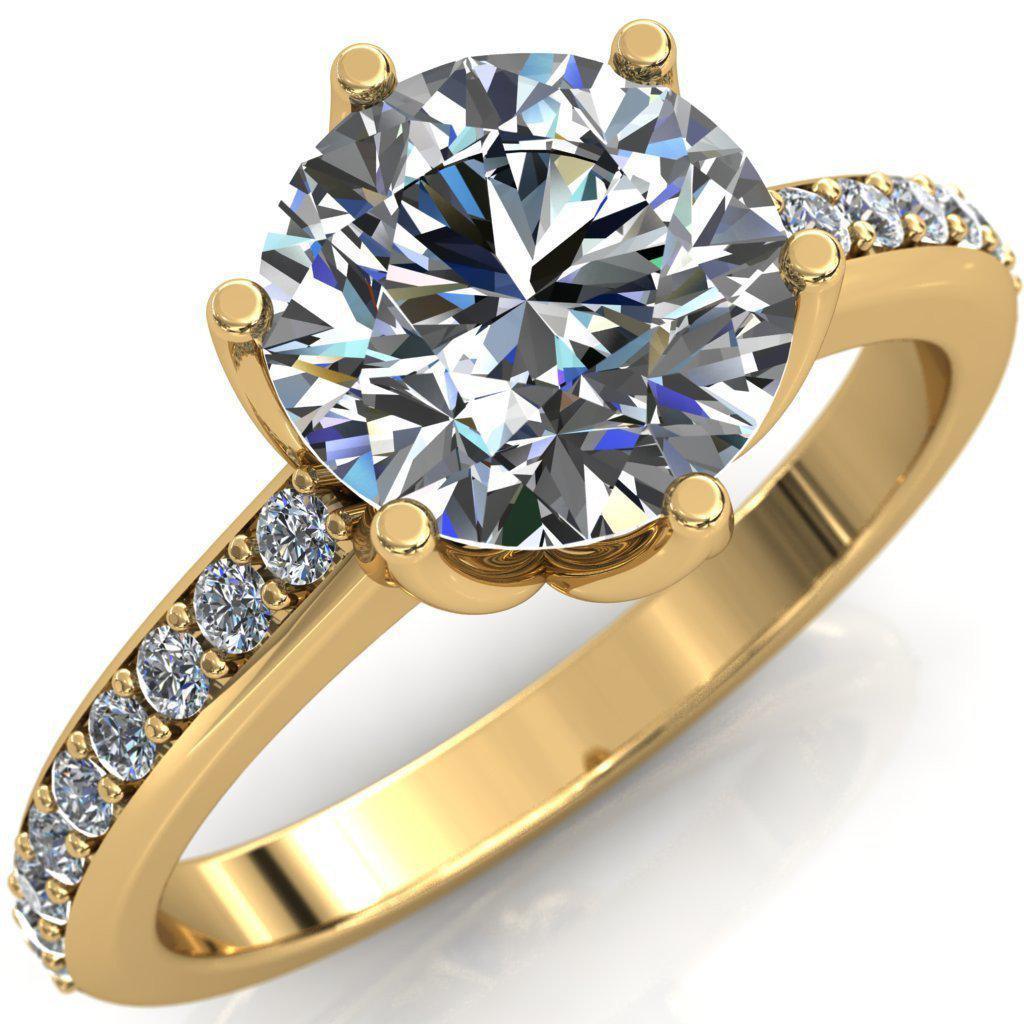 Solstice Round Moissanite 6-Prong Solstice High Shoulder Diamond Solitaire Ring-Custom-Made Jewelry-Fire & Brilliance ®