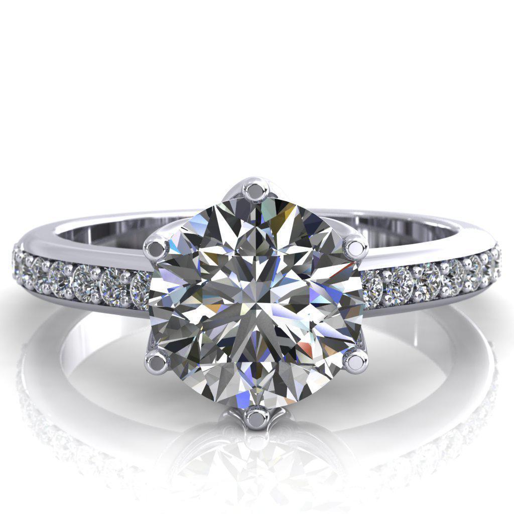 Solstice Round Moissanite 6-Prong Solstice High Shoulder Diamond Solitaire Ring-Custom-Made Jewelry-Fire & Brilliance ®