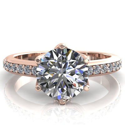 Solstice Round Moissanite 6-Prong Solstice High Shoulder Diamond Solitaire Ring-Custom-Made Jewelry-Fire & Brilliance ®