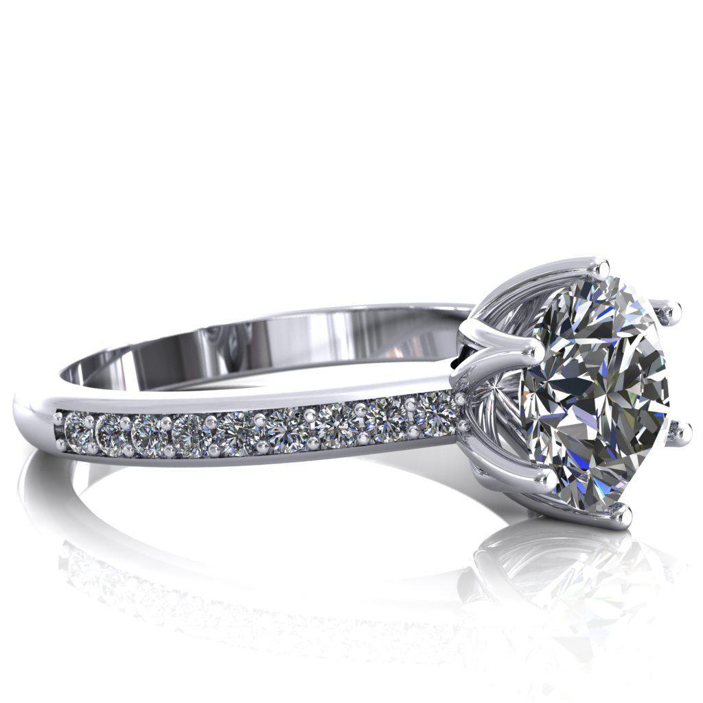 Solstice Round Moissanite 6-Prong Solstice High Shoulder Diamond Solitaire Ring-Custom-Made Jewelry-Fire & Brilliance ®