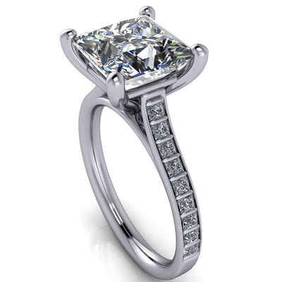 Sonia Princess/Square Moissanite 4 Prong Bar Shank Engagement Ring-Custom-Made Jewelry-Fire & Brilliance ®