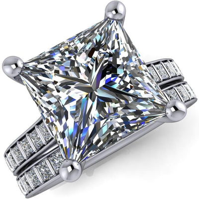 Sonia Princess/Square Moissanite 4 Prong Bar Shank Engagement Ring-Custom-Made Jewelry-Fire & Brilliance ®