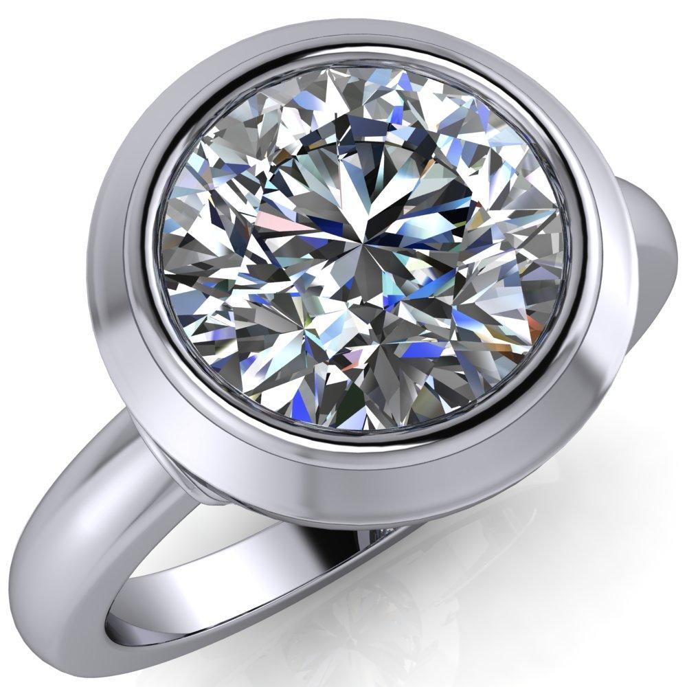 Sophie Round Moissanite Bezel Set Ring-Custom-Made Jewelry-Fire & Brilliance ®