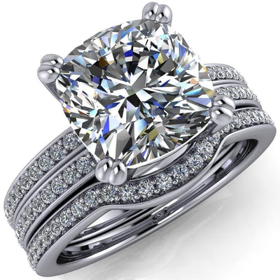 Sophina Cushion Moissanite 4 Double Prong Split Shank Engagement Ring-Custom-Made Jewelry-Fire & Brilliance ®