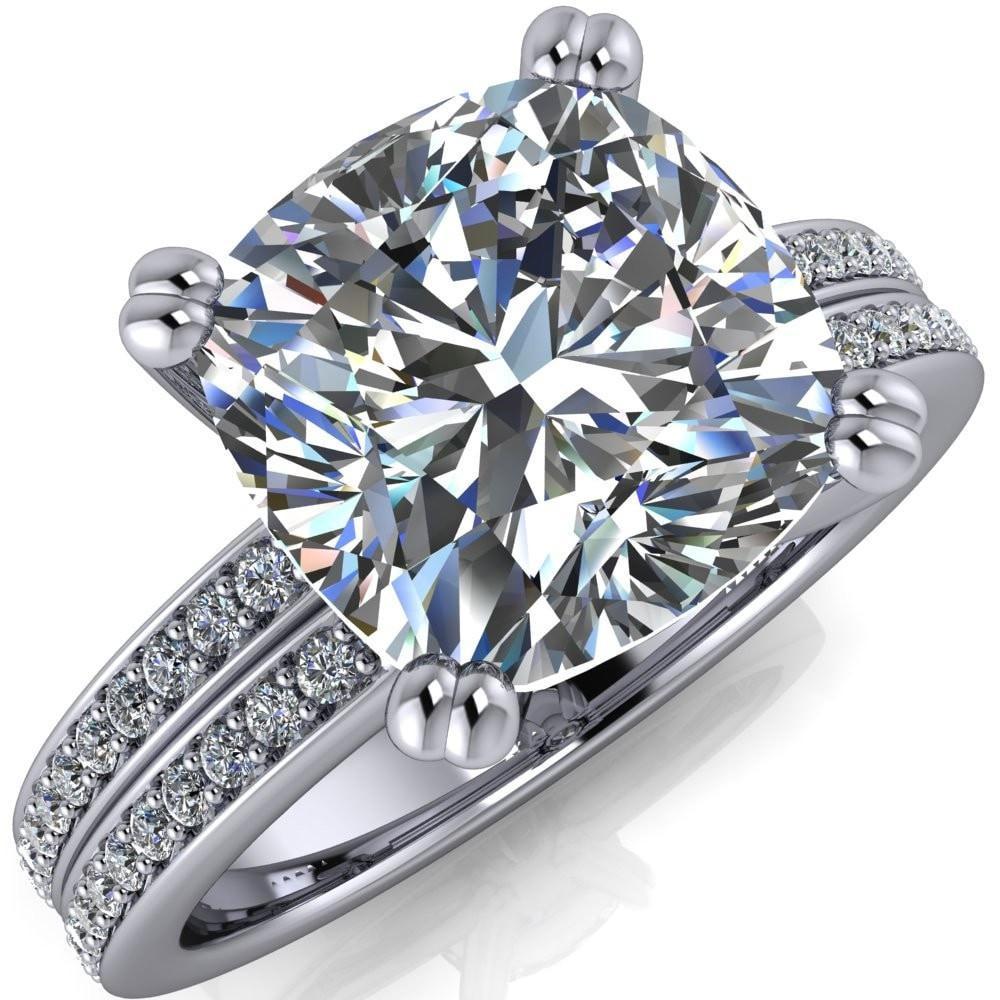 Sophina Cushion Moissanite 4 Double Prong Split Shank Engagement Ring-Custom-Made Jewelry-Fire & Brilliance ®