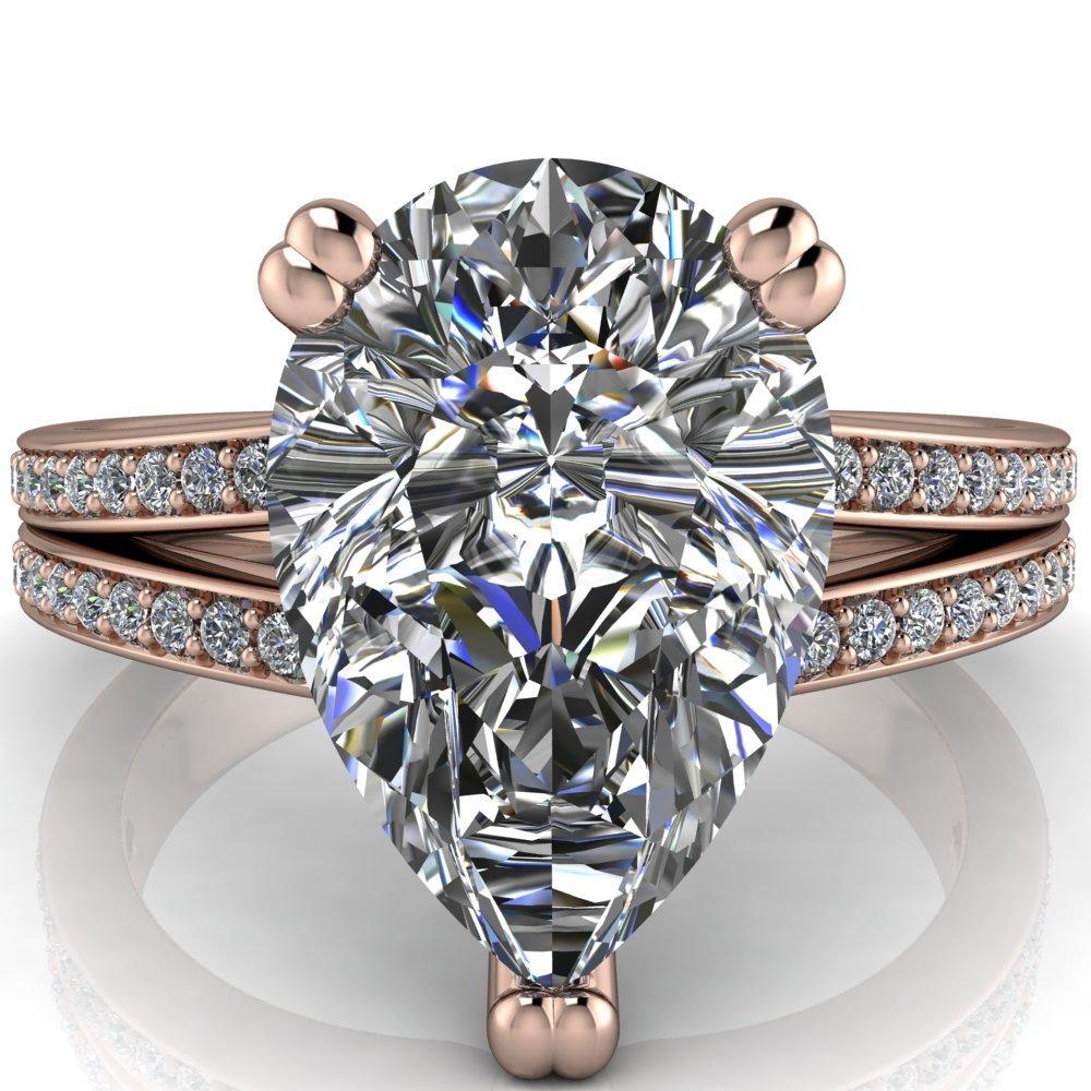 Sophina Pear Moissanite 3 Double Prong Split Shank Engagement Ring-Custom-Made Jewelry-Fire & Brilliance ®