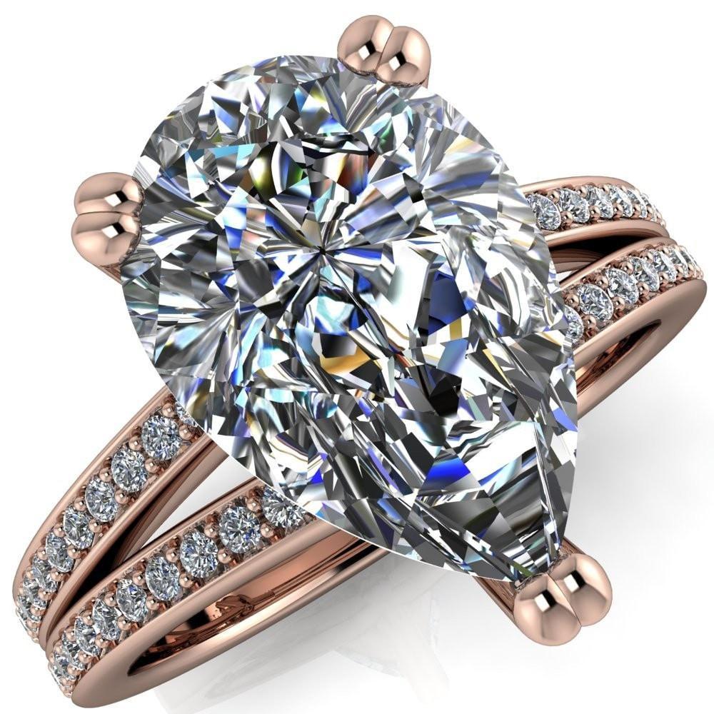 Sophina Pear Moissanite 3 Double Prong Split Shank Engagement Ring-Custom-Made Jewelry-Fire & Brilliance ®