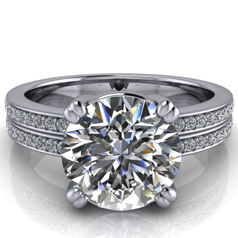 Sophina Round Moissanite 4 Double Prong Split Shank Engagement Ring-Custom-Made Jewelry-Fire & Brilliance ®