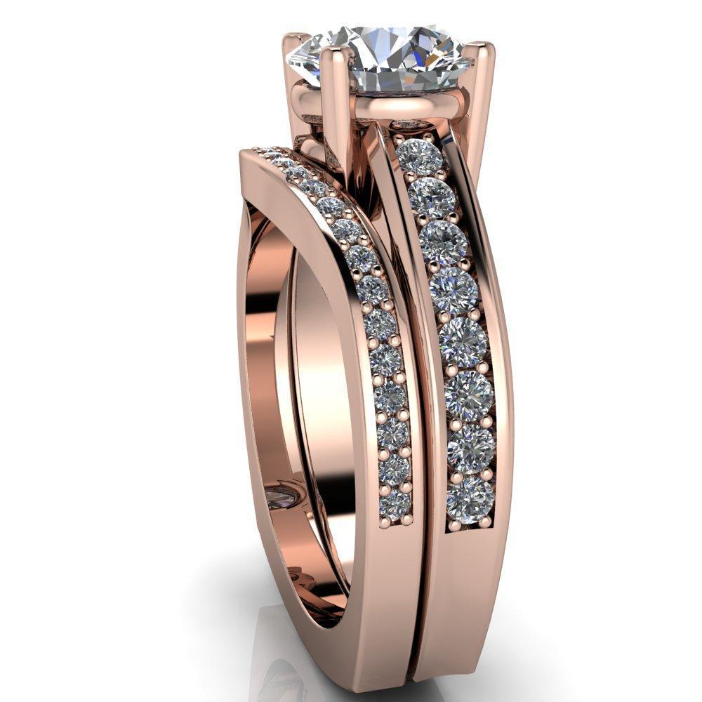 Soraya Round Moissanite Extravagant 4 Prong Head Thick Euro Shank Diamond Row Sides Ring-Custom-Made Jewelry-Fire & Brilliance ®