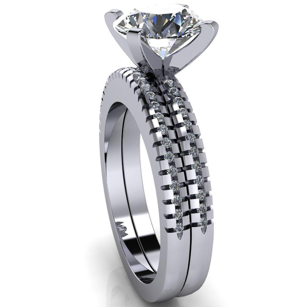 Spacek Round Moissanite 4 Prong Diamond Accent Ring-Custom-Made Jewelry-Fire & Brilliance ®