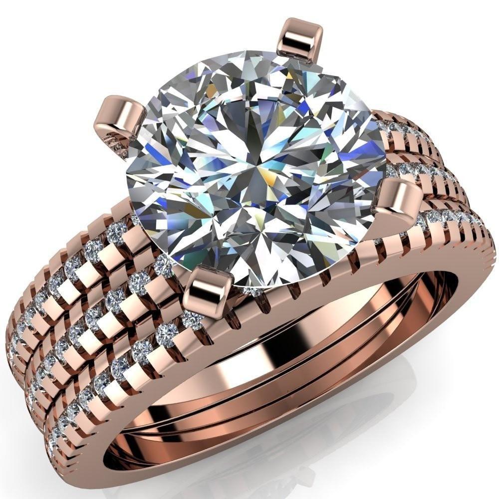 Spacek Round Moissanite 4 Prong Diamond Accent Ring-Custom-Made Jewelry-Fire & Brilliance ®