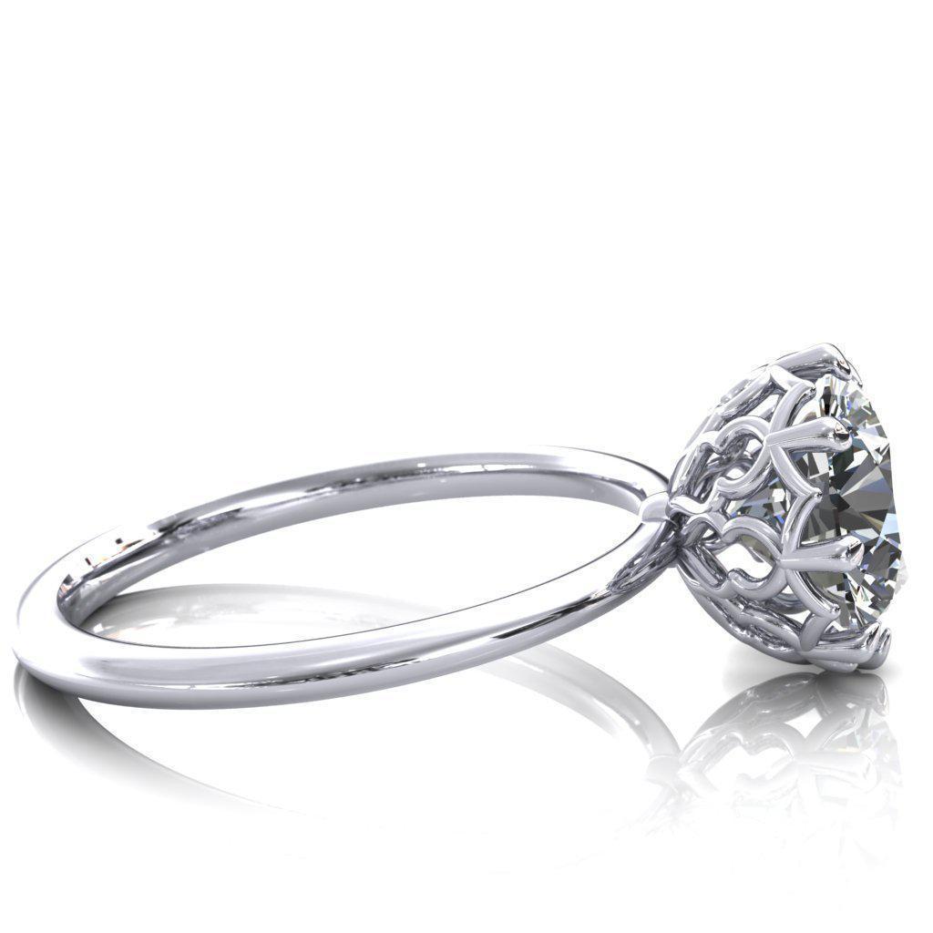 Sparkle of Falling Rain Drops Round Moissanite Engagement Ring-Custom-Made Jewelry-Fire & Brilliance ®