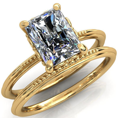 Spencer Emerald Moissanite Momiji + Heart Engagement Ring-Custom-Made Jewelry-Fire & Brilliance ®
