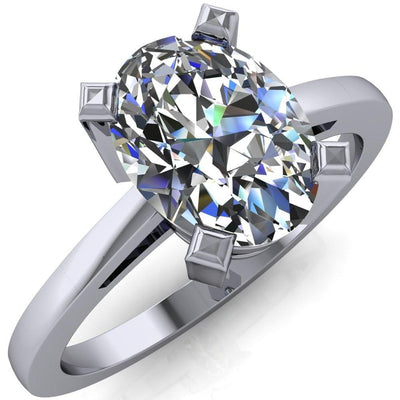 Spinelli Oval Moissanite 4 Prong Under Bezel Cathedral Ring-Custom-Made Jewelry-Fire & Brilliance ®