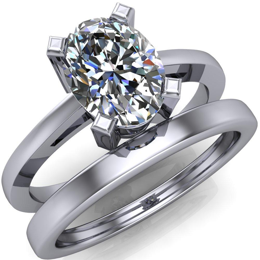 Spinelli Oval Moissanite 4 Prong Under Bezel Cathedral Ring-Custom-Made Jewelry-Fire & Brilliance ®