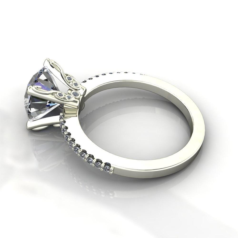 Stacey Round Center Stone Custom Diamond Shoulders and Diamond