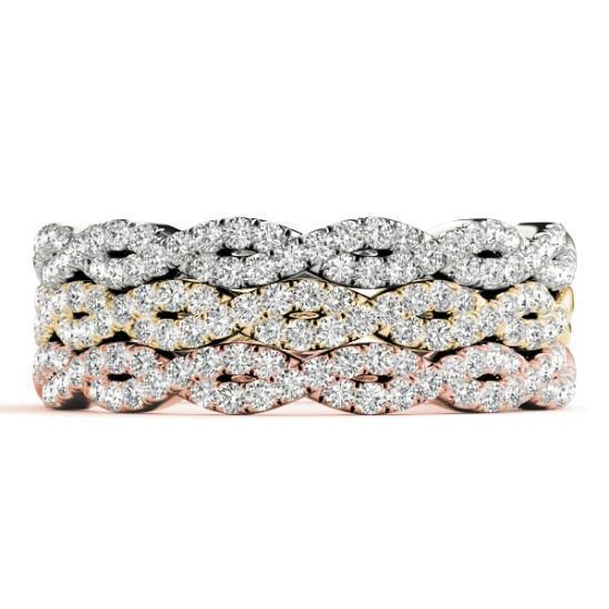 Stackables 1/2 Eternity Infinity Tri-Tone Gold Micro-Pave Infinity Diamond 3-Band Set Selectables-Wedding and Anniversary Bands-Fire & Brilliance ®