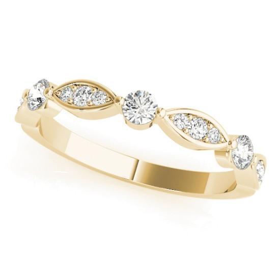 Stackables 1/2 Eternity Tri-Tone Gold Marquise Bezel Diamond Accent 3-Band Set Selectables-Wedding and Anniversary Bands-Fire & Brilliance ®