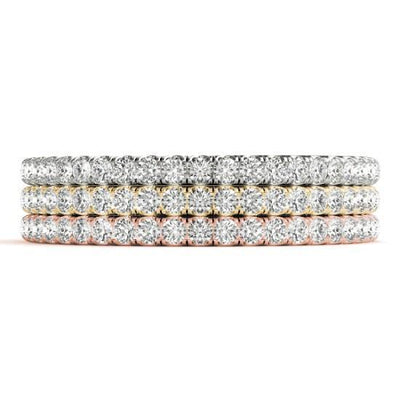 Stackables 1/2 Eternity Tri-Tone Gold Micro-Pave Set Diamonds 3-Band Set Selectables-Wedding and Anniversary Bands-Fire & Brilliance ®