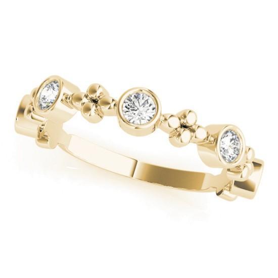 Stackables 3/4 Eternity Tri-Tone Gold Full Bezel Diamond and Clover Beads 3-Band Set Selectables-Wedding and Anniversary Bands-Fire & Brilliance ®