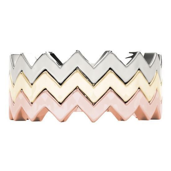 Stackables 3/4 Eternity Tri-Tone Gold Modern Shank 3-Band Set Selectables-Wedding and Anniversary Bands-Fire & Brilliance ®