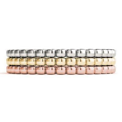 Stackables Full Eternity Bead Tri-Tone Gold Beaded 3-Band Set Selectables-Wedding and Anniversary Bands-Fire & Brilliance ®