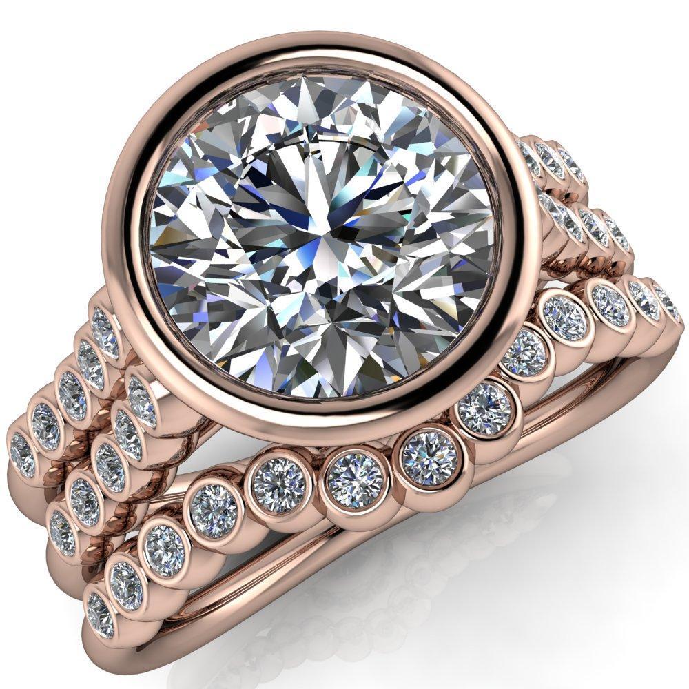 Starfire Round Moissanite Multi Side Bezel Split Shank Engagement Ring-Custom-Made Jewelry-Fire & Brilliance ®