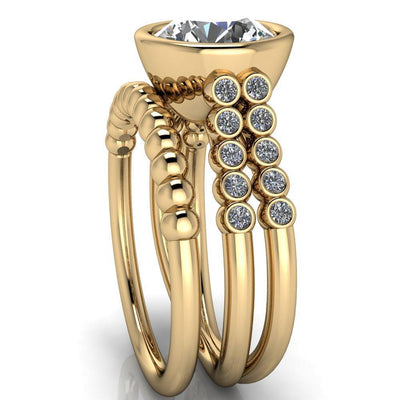 Starfire Round Moissanite Multi Side Bezel Split Shank Engagement Ring-Custom-Made Jewelry-Fire & Brilliance ®