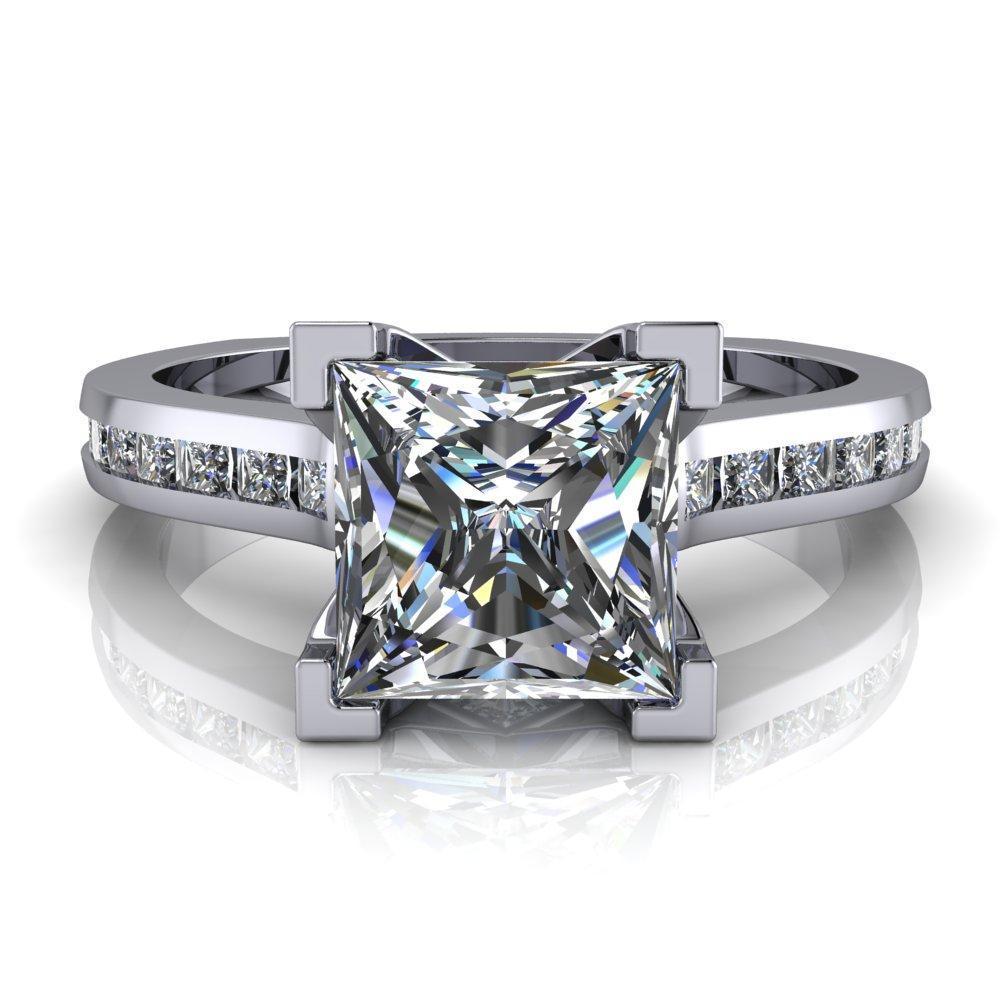 Stark Princess/Square Full Bezel Diamond Channel Engagement Ring-Custom-Made Jewelry-Fire & Brilliance ®