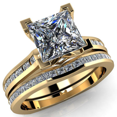 Stark Princess/Square Full Bezel Diamond Channel Engagement Ring-Custom-Made Jewelry-Fire & Brilliance ®